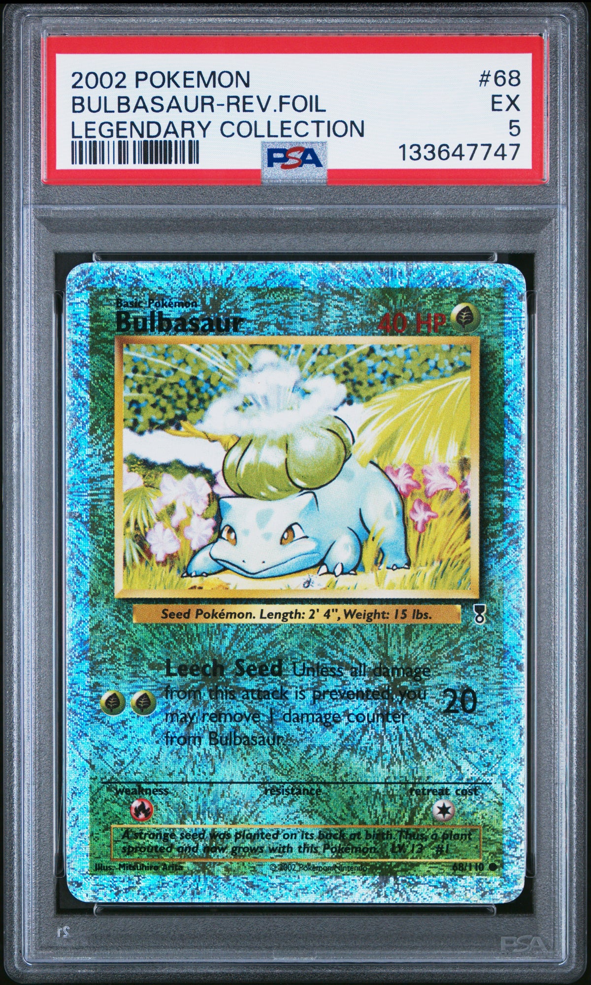 2002 BULBASAUR-REV.FOIL #68 Legendary Collection PSA 5 (front)