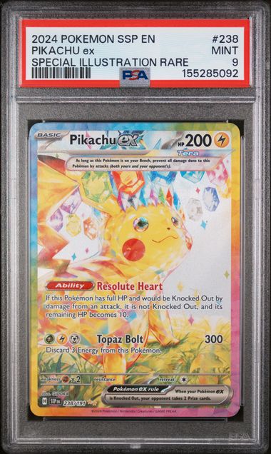 2024 PIKACHU ex #238 PSA 9 (front)