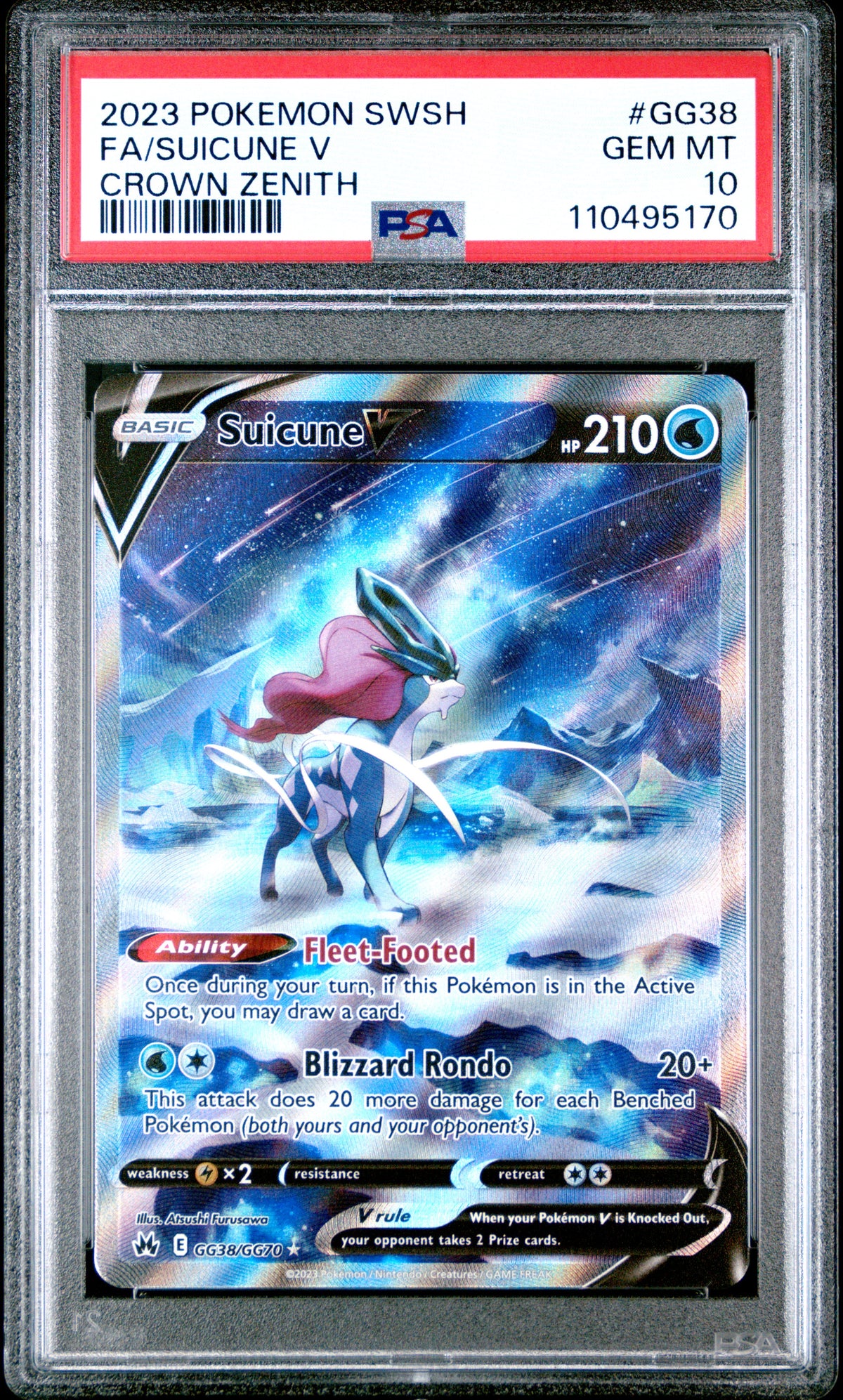 2023 FA/SUICUNE V #GG38 PSA 10 (front)
