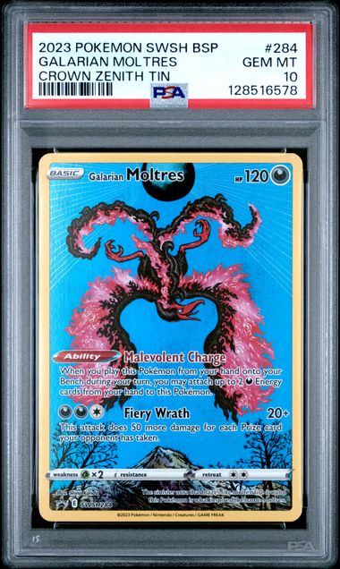2023 GALARIAN MOLTRES #284 PSA 10 (front)