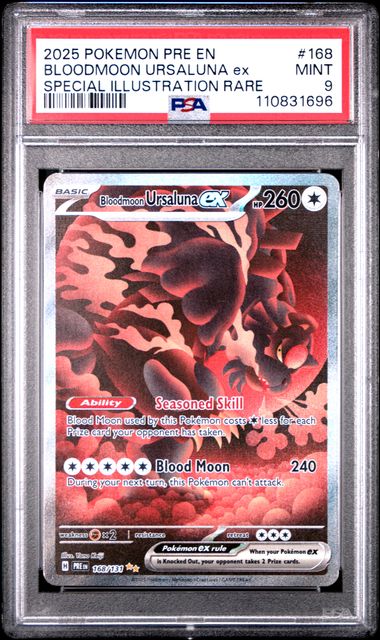 2025 BLOODMOON URSALUNA ex #168 PSA 9 (front)