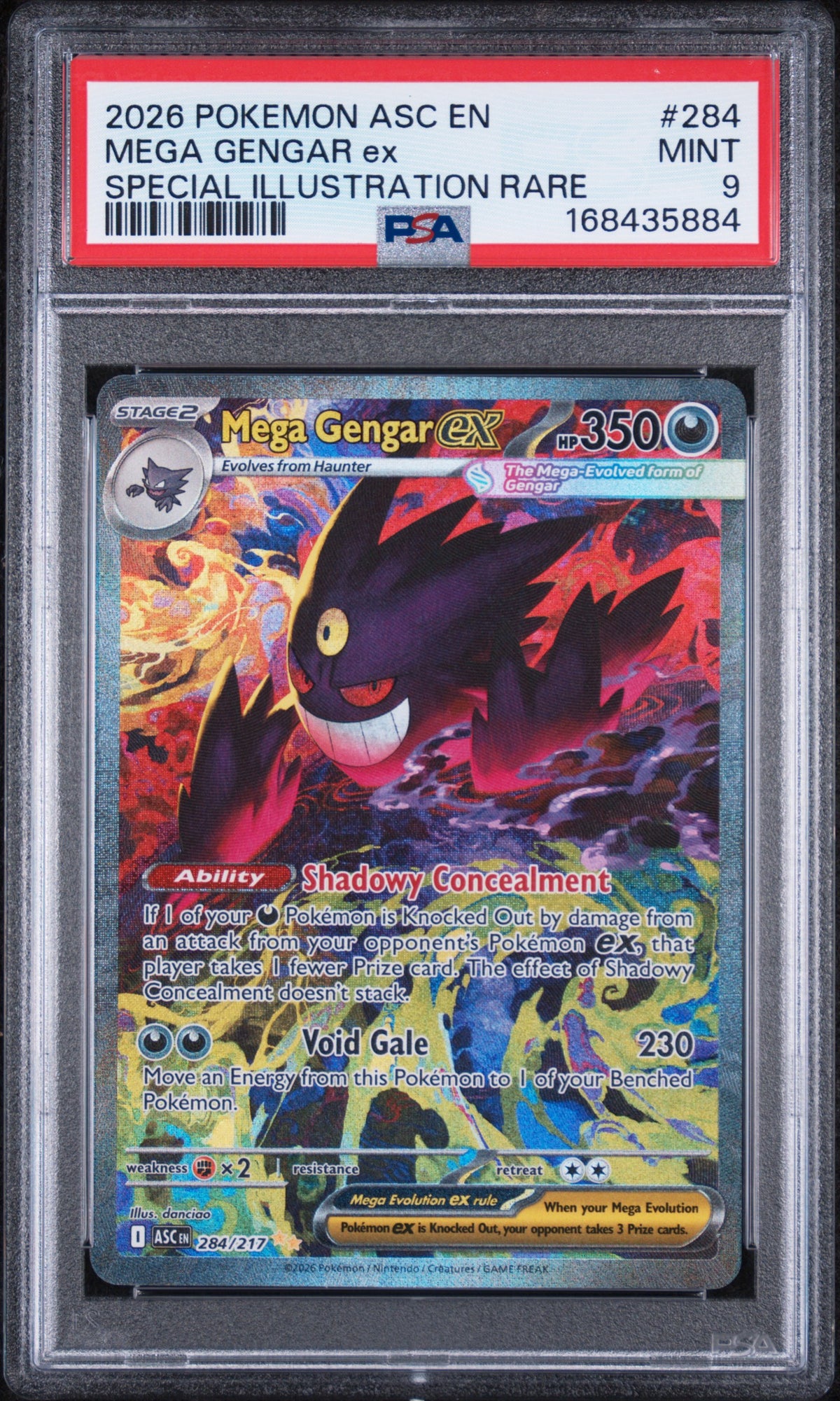 2026 MEGA GENGAR ex #284 PSA 9 (front)