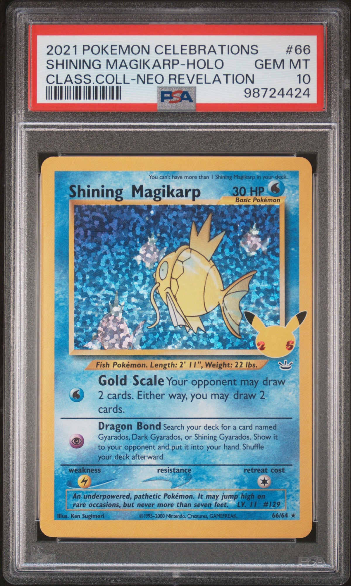 2021 SHINING MAGIKARP-HOLO #66 PSA 10 (front)