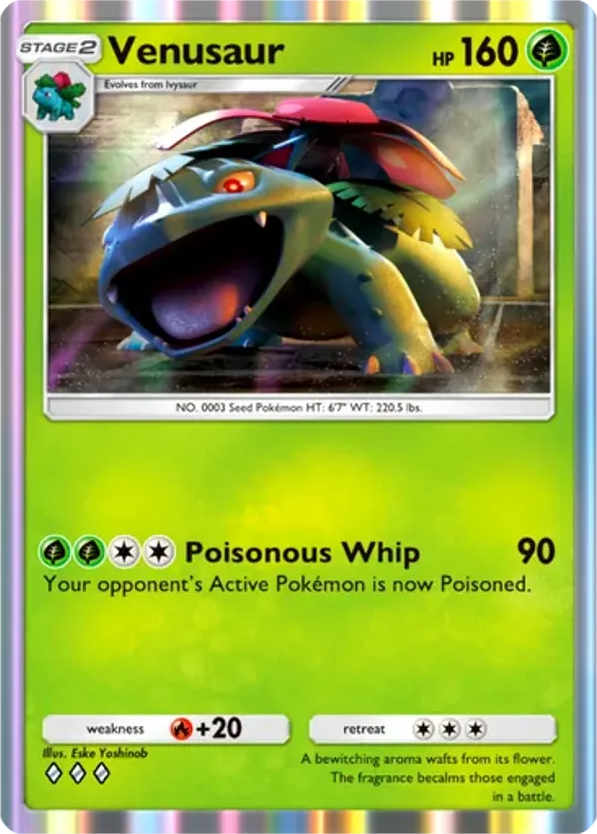 1999 VENUSAUR-HOLO #3 PSA 10 (stock image — not the actual card)