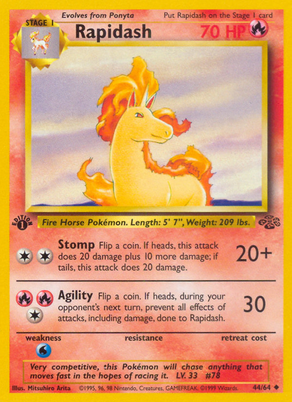 1999 RAPIDASH #44 PSA 10 (stock image — not the actual card)
