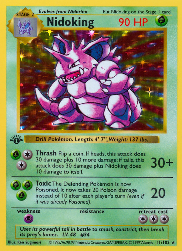 1999 NIDOKING-HOLO #11 PSA 8 (stock image — not the actual card)