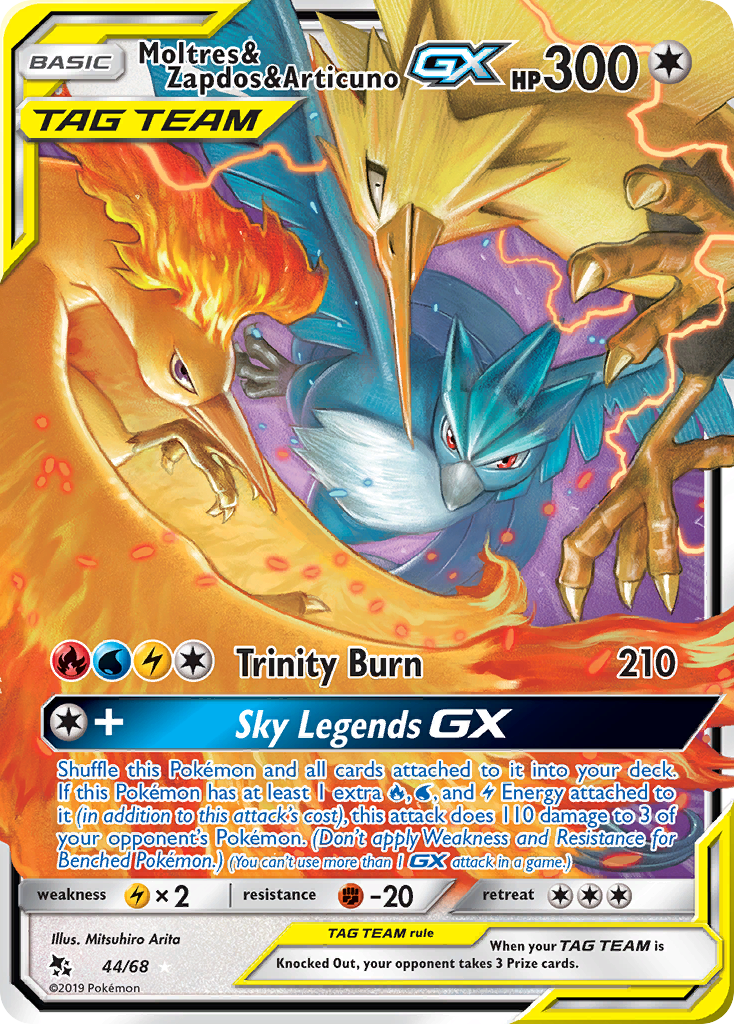 2019 Moltres & Zapdos & Articuno GX #66/68 CGC Gem Mint 10 (stock image — not the actual card)