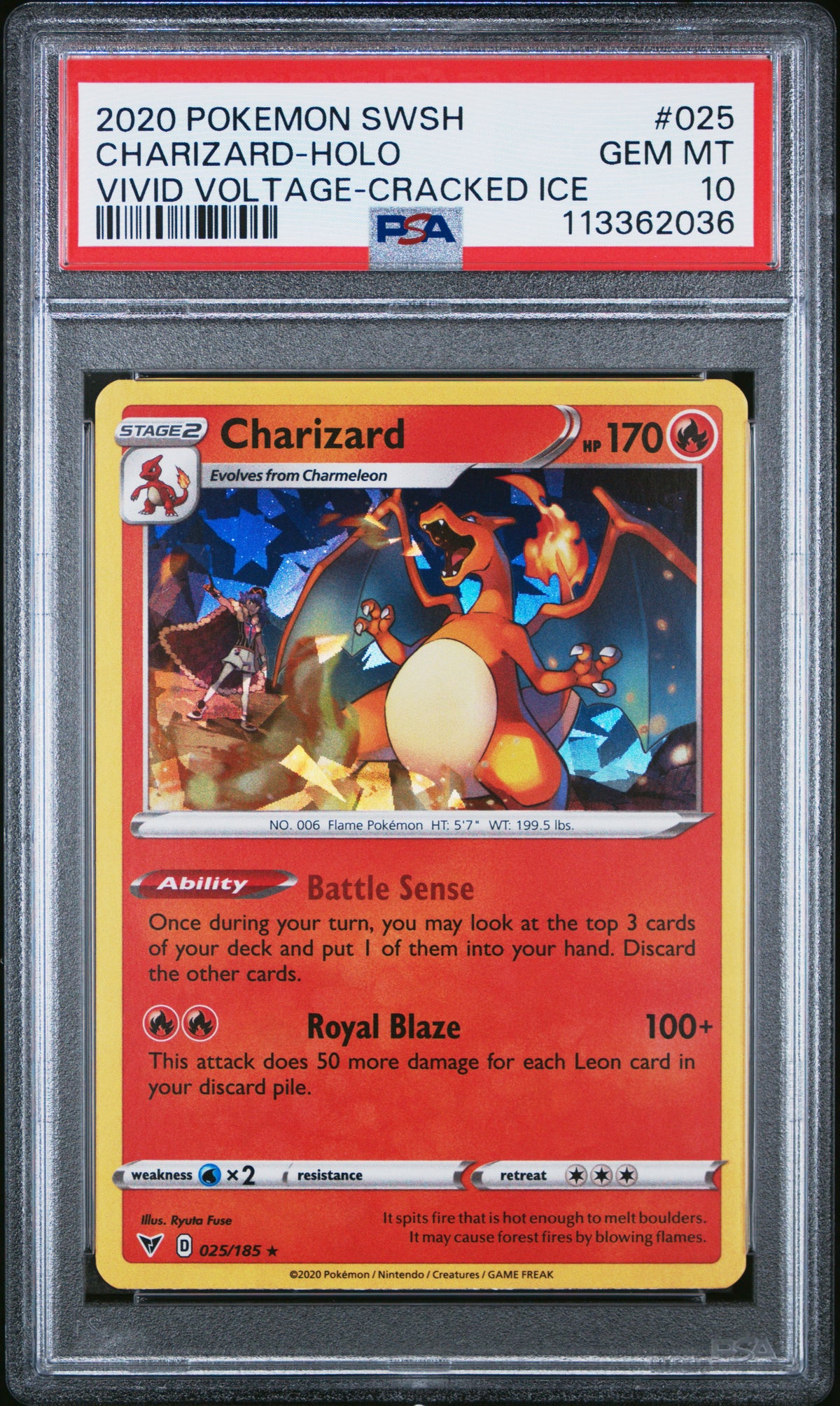 2020 CHARIZARD-HOLO #025 PSA 10 (front)