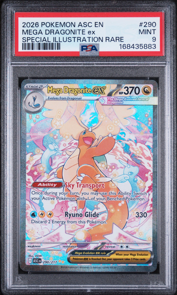 2026 MEGA DRAGONITE ex #290 PSA 9 (front)
