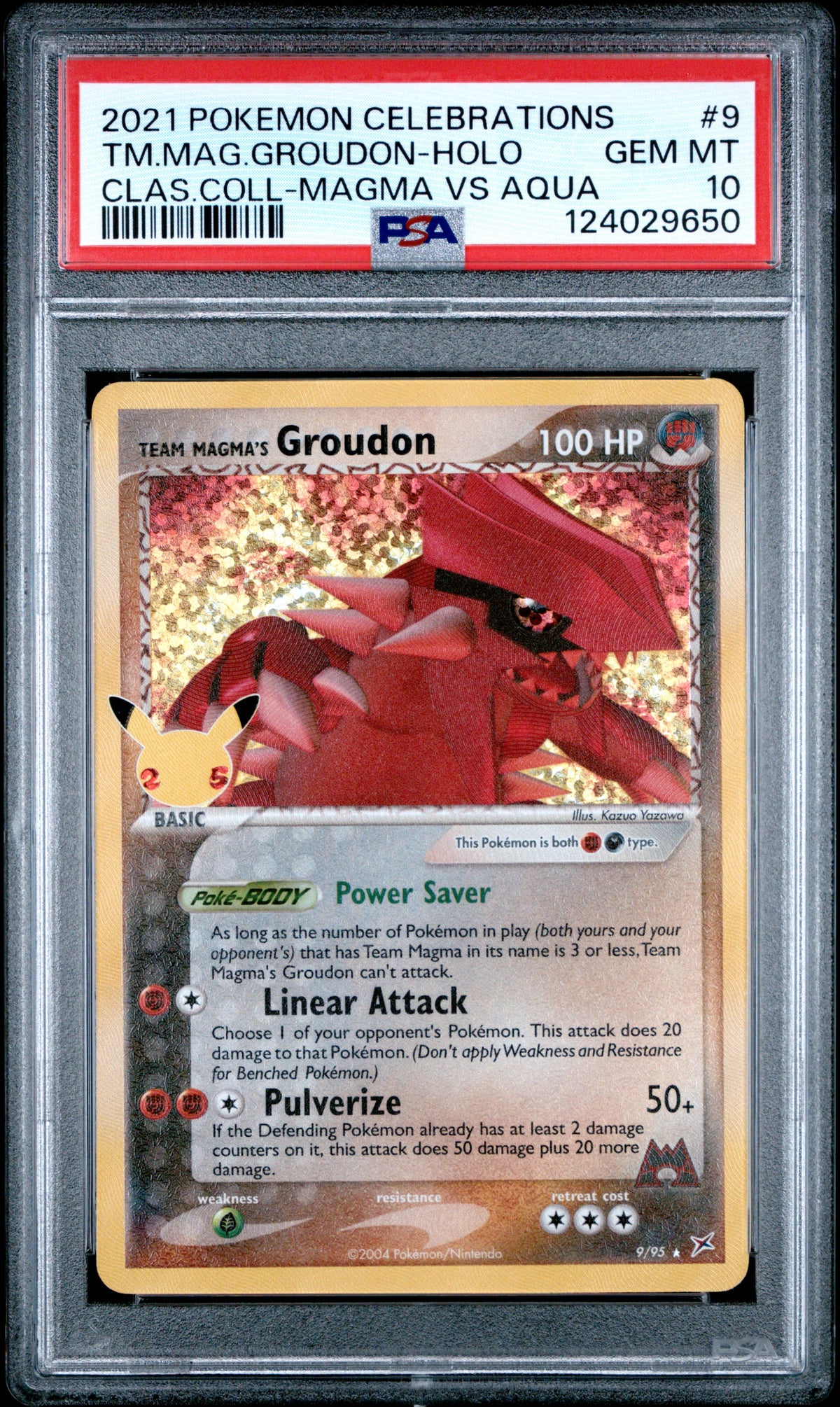 2021 TM.MAG.GROUDON-HOLO #9 Clas.Coll-Magma Vs Aqua PSA 10 (front)