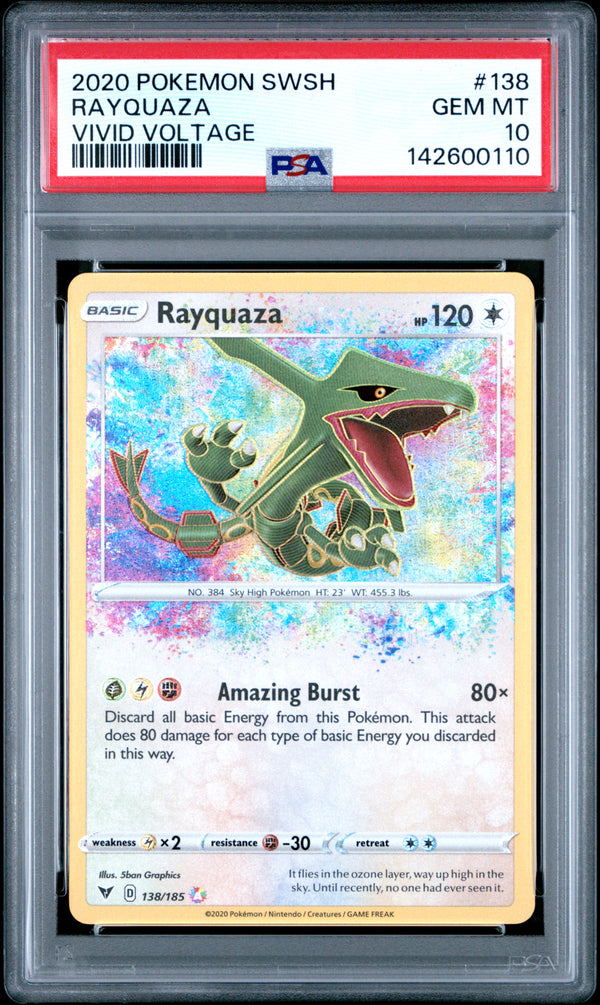 2020 RAYQUAZA #138 PSA 10 (front)