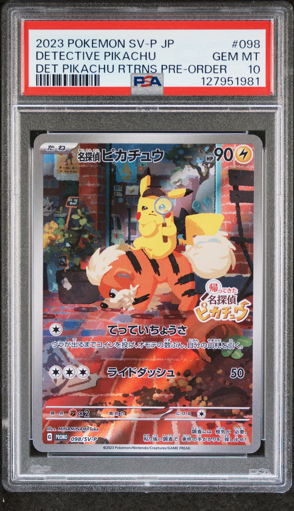 2023 DETECTIVE PIKACHU #098 PSA 10 (front)