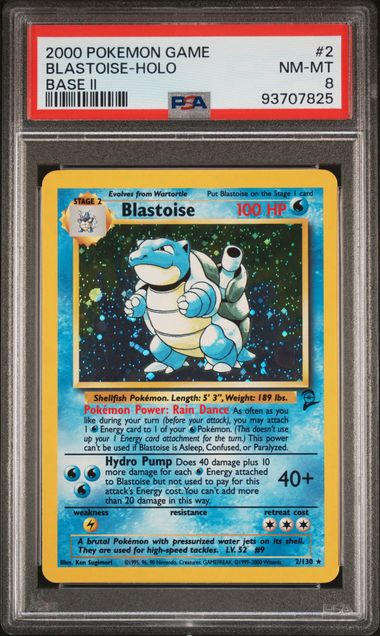2000 BLASTOISE-HOLO #2 PSA 8 (front)