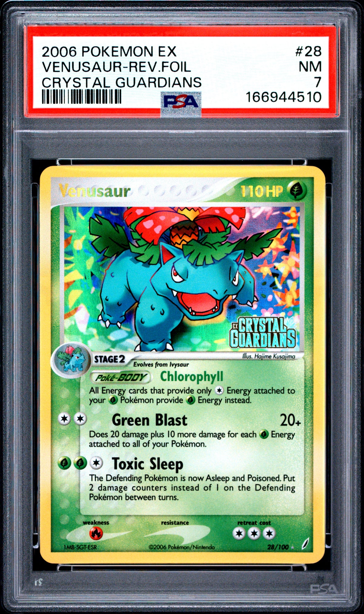 2006 VENUSAUR-REV.FOIL #28 Crystal Guardians PSA 7 (front)