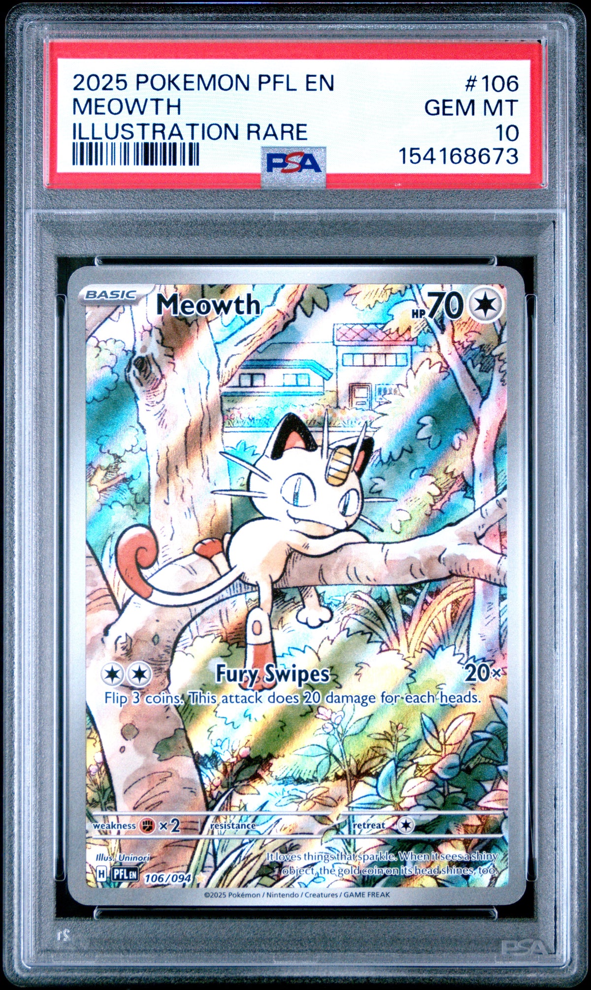 2025 MEOWTH #106 PSA 10 (front)