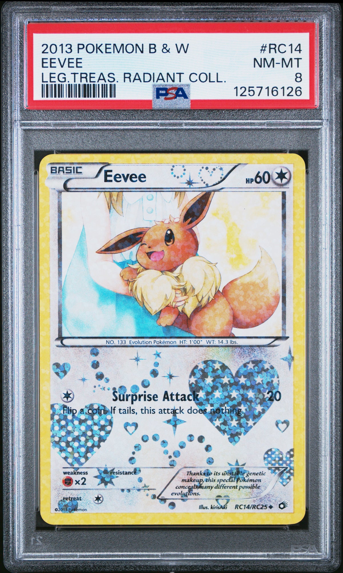 2013 EEVEE #RC14 Leg.Treas. Radiant Coll. PSA 8 (front)