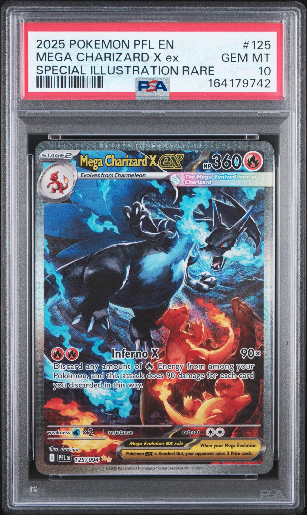 2025 MEGA CHARIZARD X ex #125 PSA 10 (front)