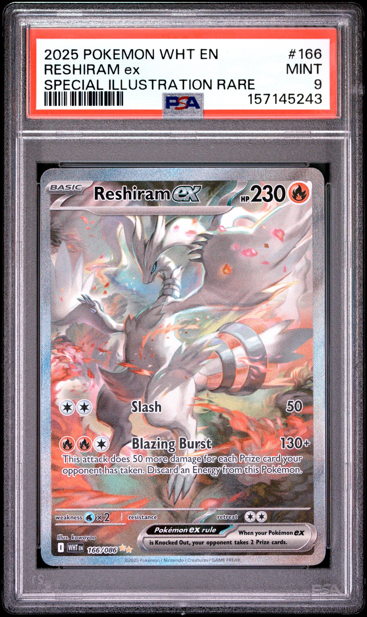 2025 RESHIRAM ex #166 PSA 9 (front)
