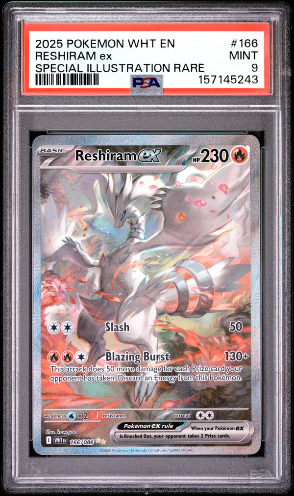 2025 RESHIRAM ex #166 PSA 9 (front)