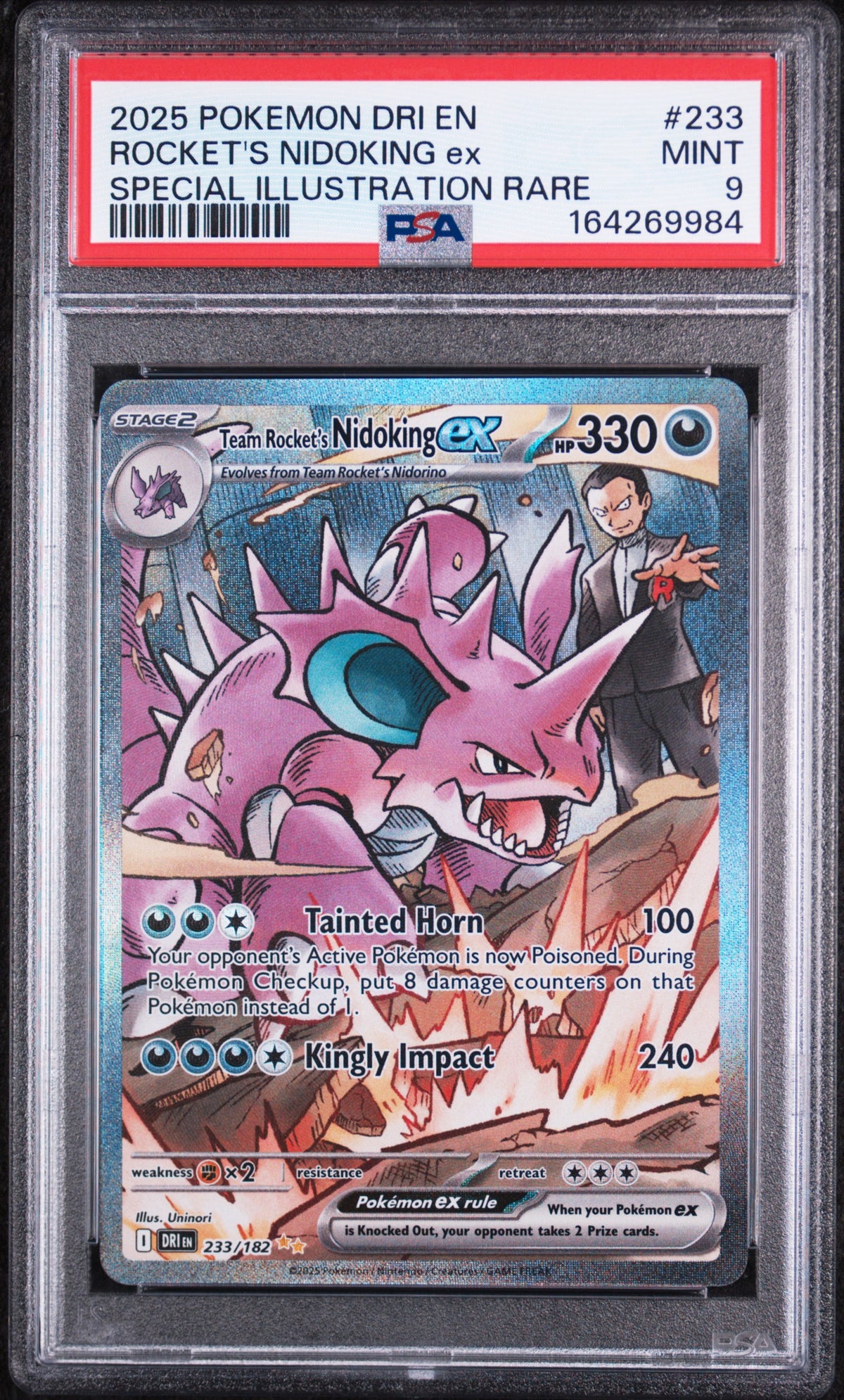 2025 ROCKET'S NIDOKING ex #233 PSA 9 (front)