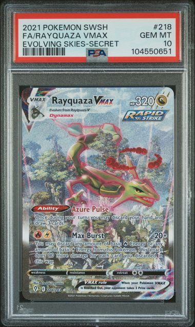 2021 FA/RAYQUAZA VMAX #218 PSA 10 (front)