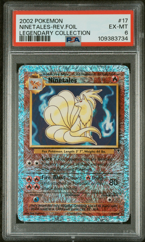 2002 NINETALES-REV.FOIL #17 Legendary Collection PSA 6 (front)