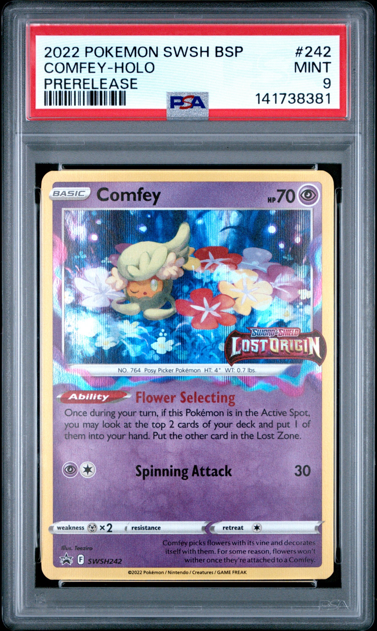 2022 COMFEY-HOLO #242 PSA 9 (front)