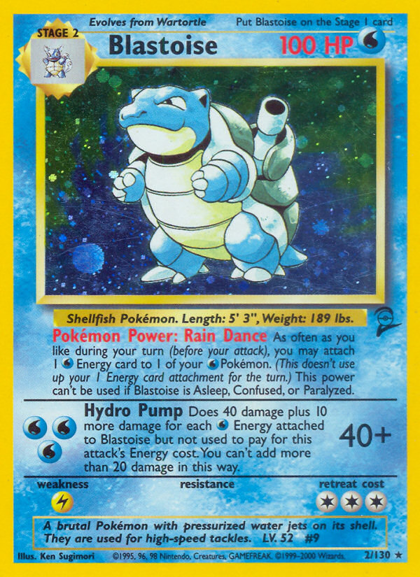 1999 BLASTOISE-HOLO #2 PSA 3 (stock image — not the actual card)