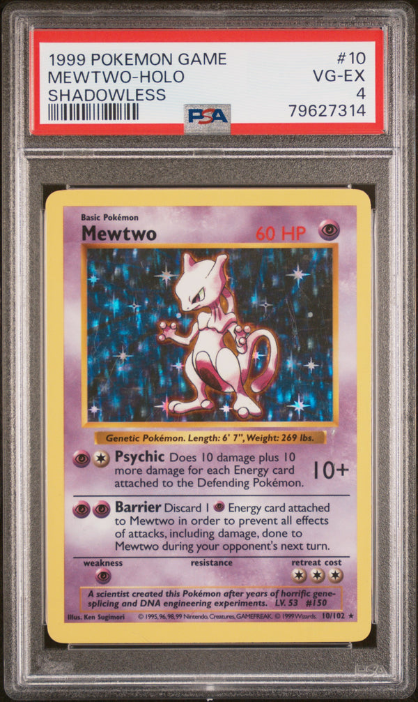 1999 MEWTWO-HOLO #10 Shadowless PSA 4 (front)