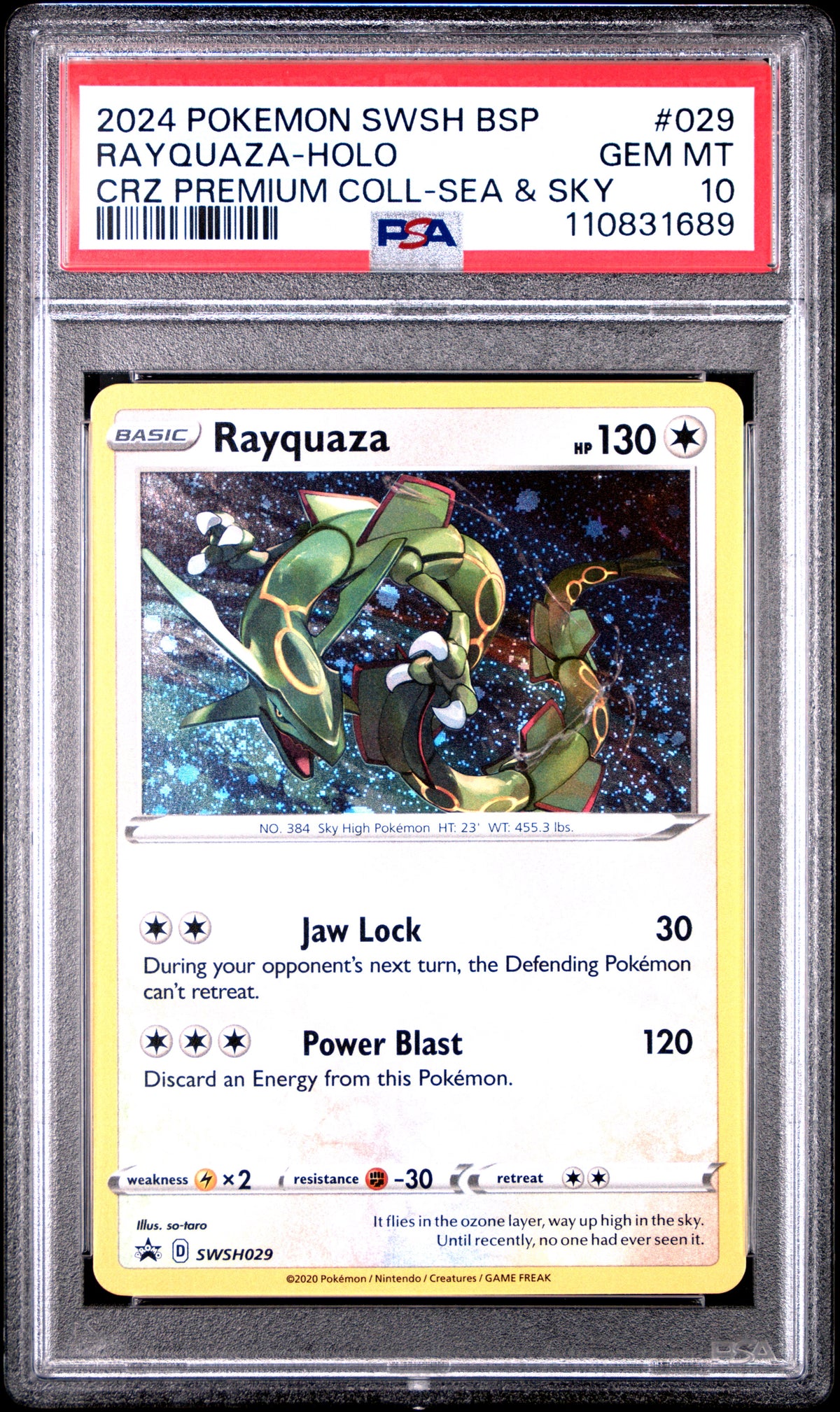 2024 RAYQUAZA-HOLO #029 PSA 10 (front)