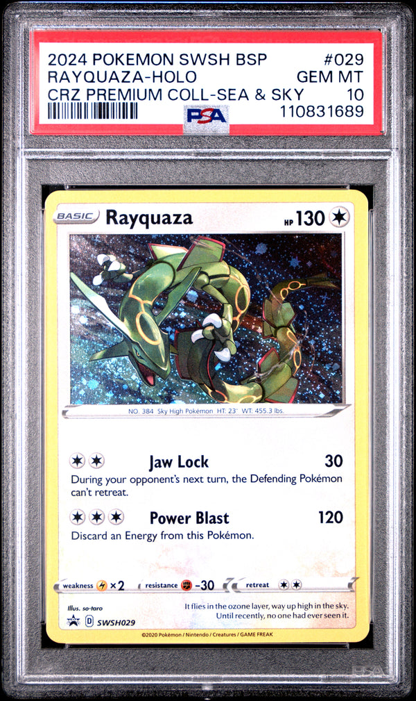 2024 RAYQUAZA-HOLO #029 PSA 10 (front)
