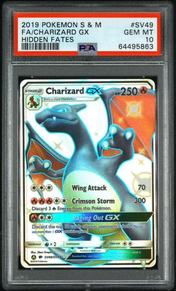 2019 FA/CHARIZARD GX #SV49 PSA 10 (front)