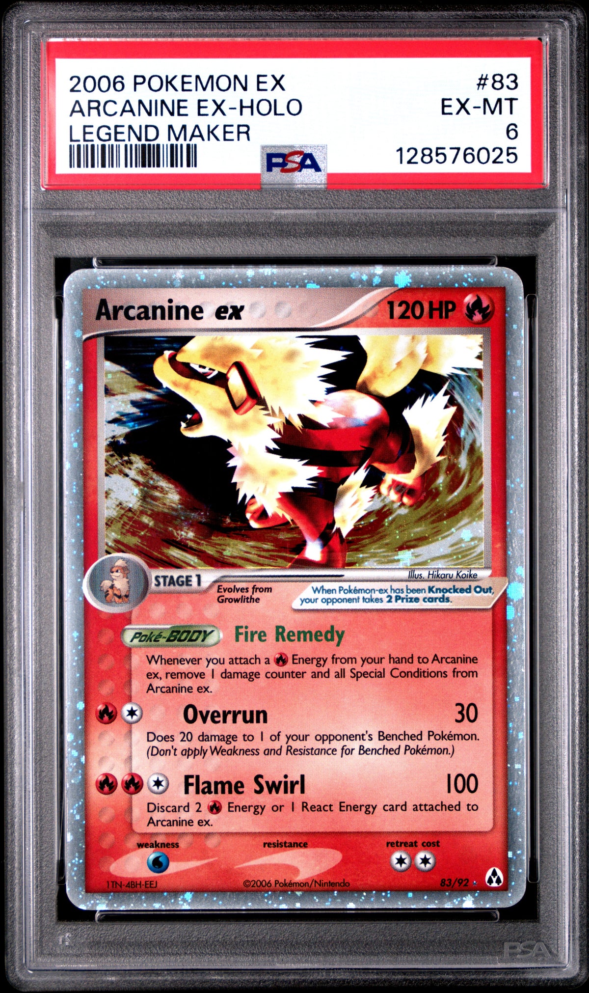 2006 ARCANINE EX-HOLO #83 PSA 6 (front)