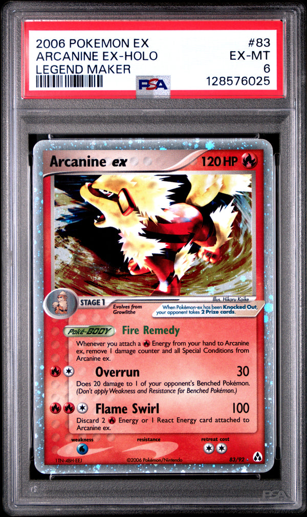 2006 ARCANINE EX-HOLO #83 PSA 6 (front)