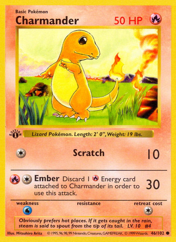 1999 CHARMANDER #46 PSA 9 (stock image — not the actual card)