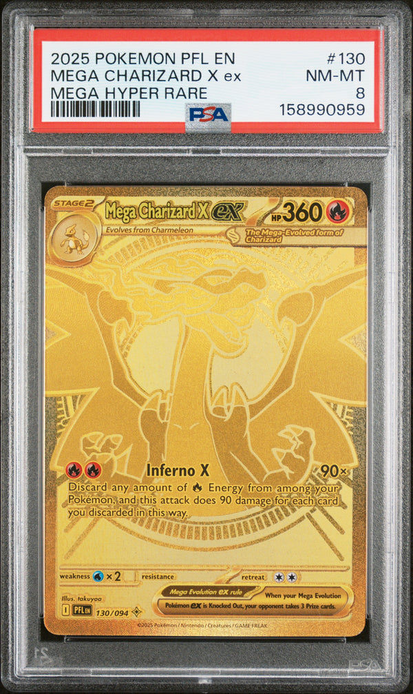 2025 MEGA CHARIZARD X ex #130 PSA 8 (front)