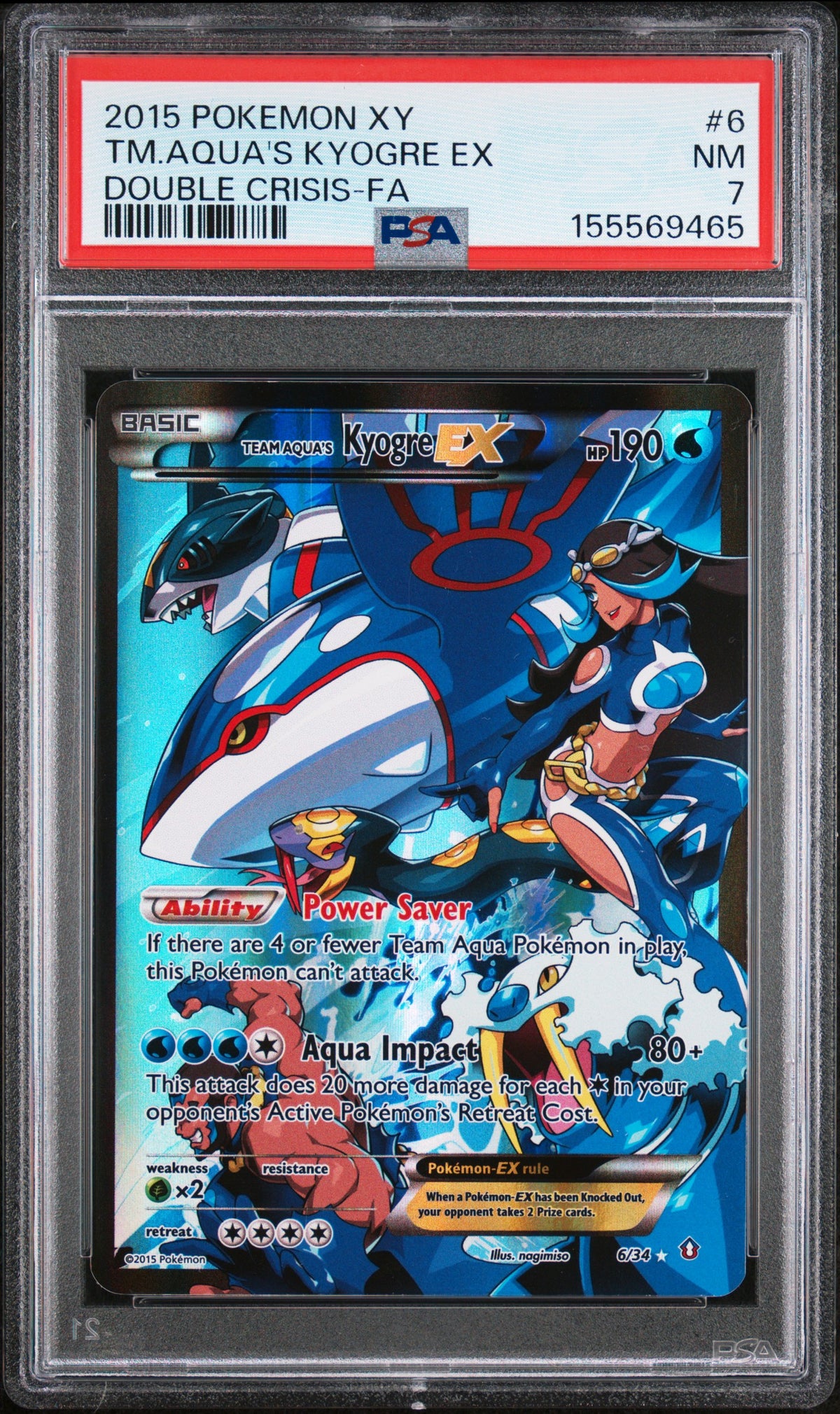 2015 TM.AQUA'S KYOGRE EX #6 PSA 7 (front)