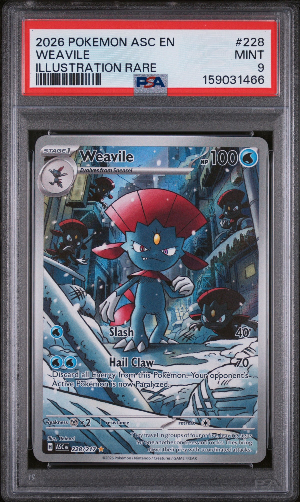 2026 WEAVILE #228 PSA 9 (front)