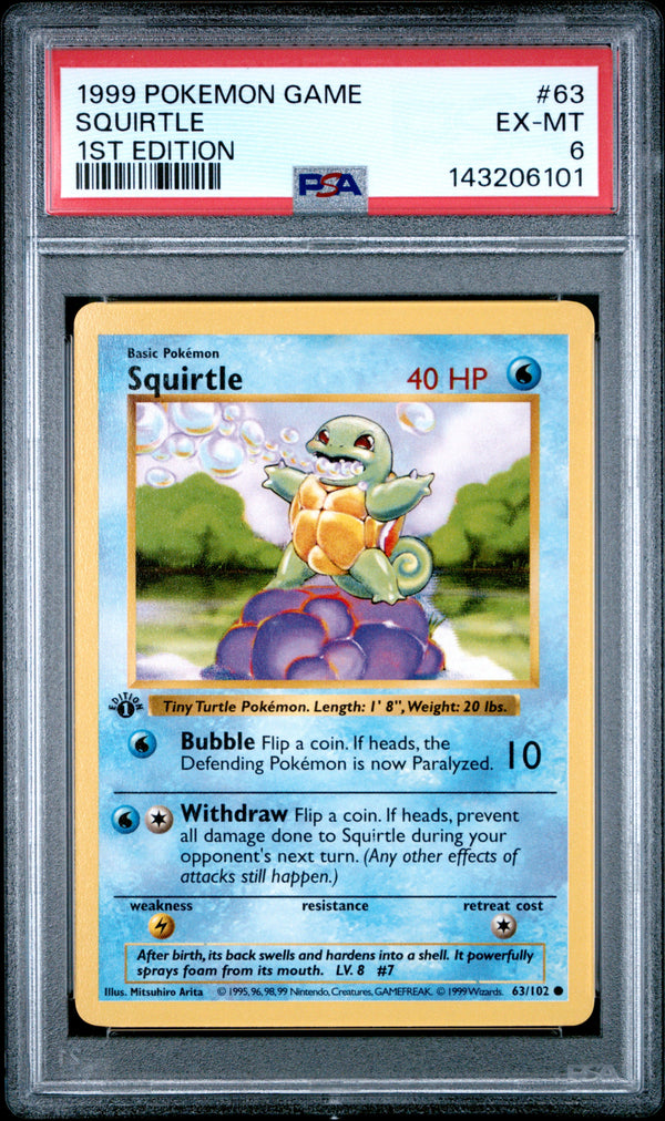 1999 SQUIRTLE #63 PSA 6 (front)