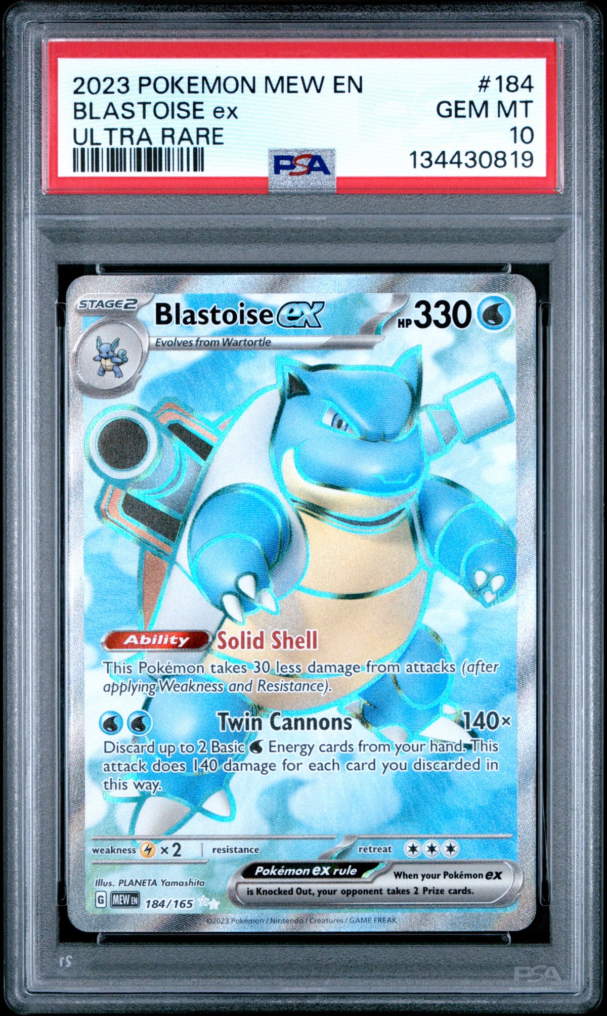 2023 BLASTOISE ex #184 PSA 10 (front)