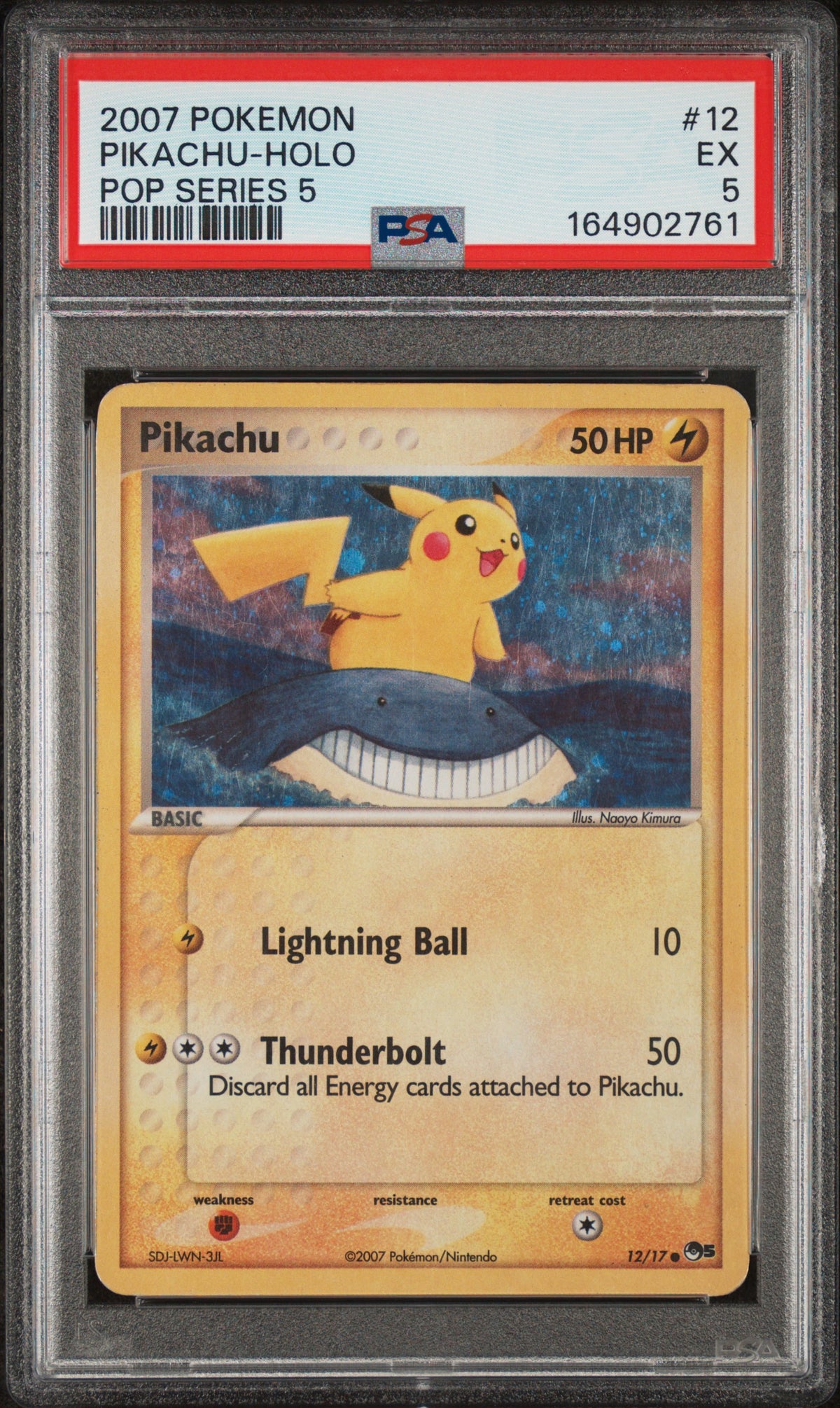 2007 PIKACHU-HOLO #12 Pop Series 5 PSA 5 (front)