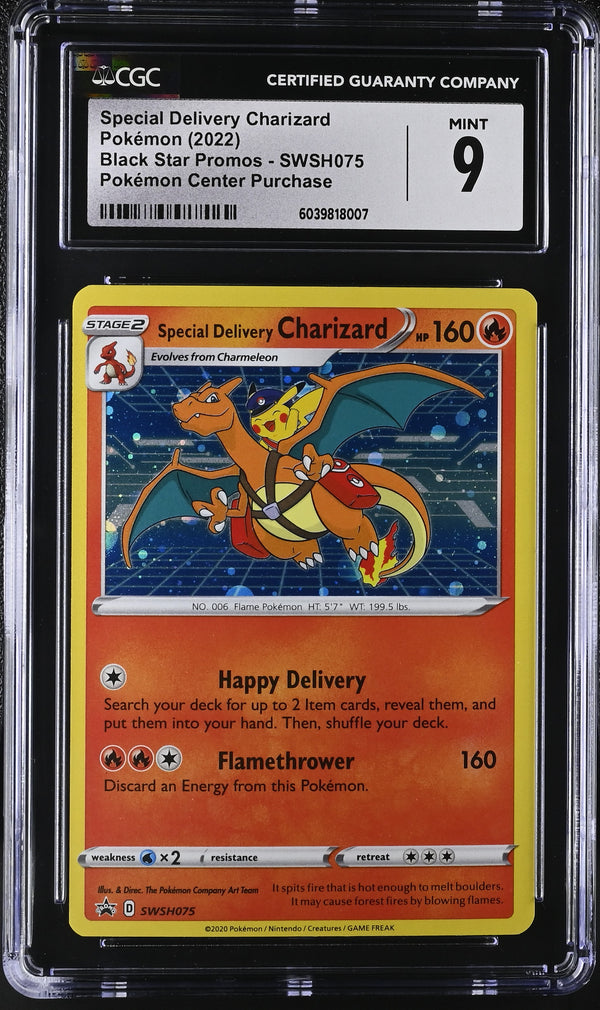 2022 Special Delivery Charizard #SWSH075 Pokémon Center Purchase CGC 9 (front)