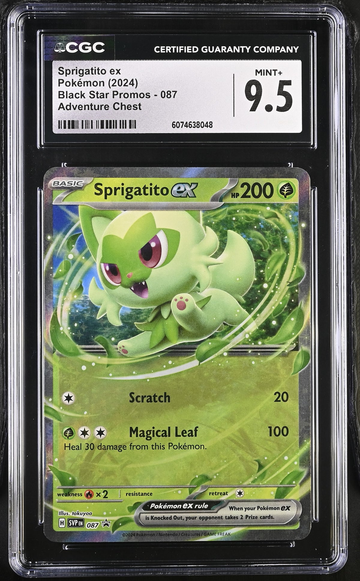 2024 Sprigatito ex #087 CGC Mint+ 9.5 (front)