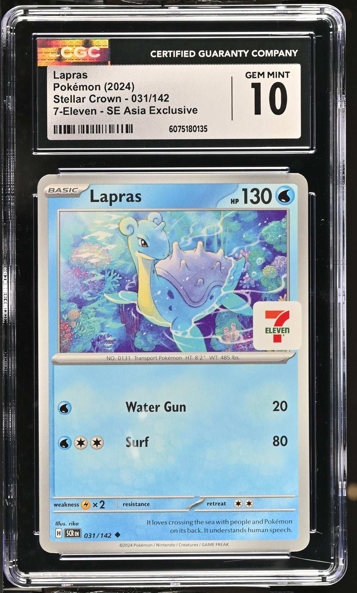 2024 Lapras #031/142 CGC Gem Mint 10 (front)