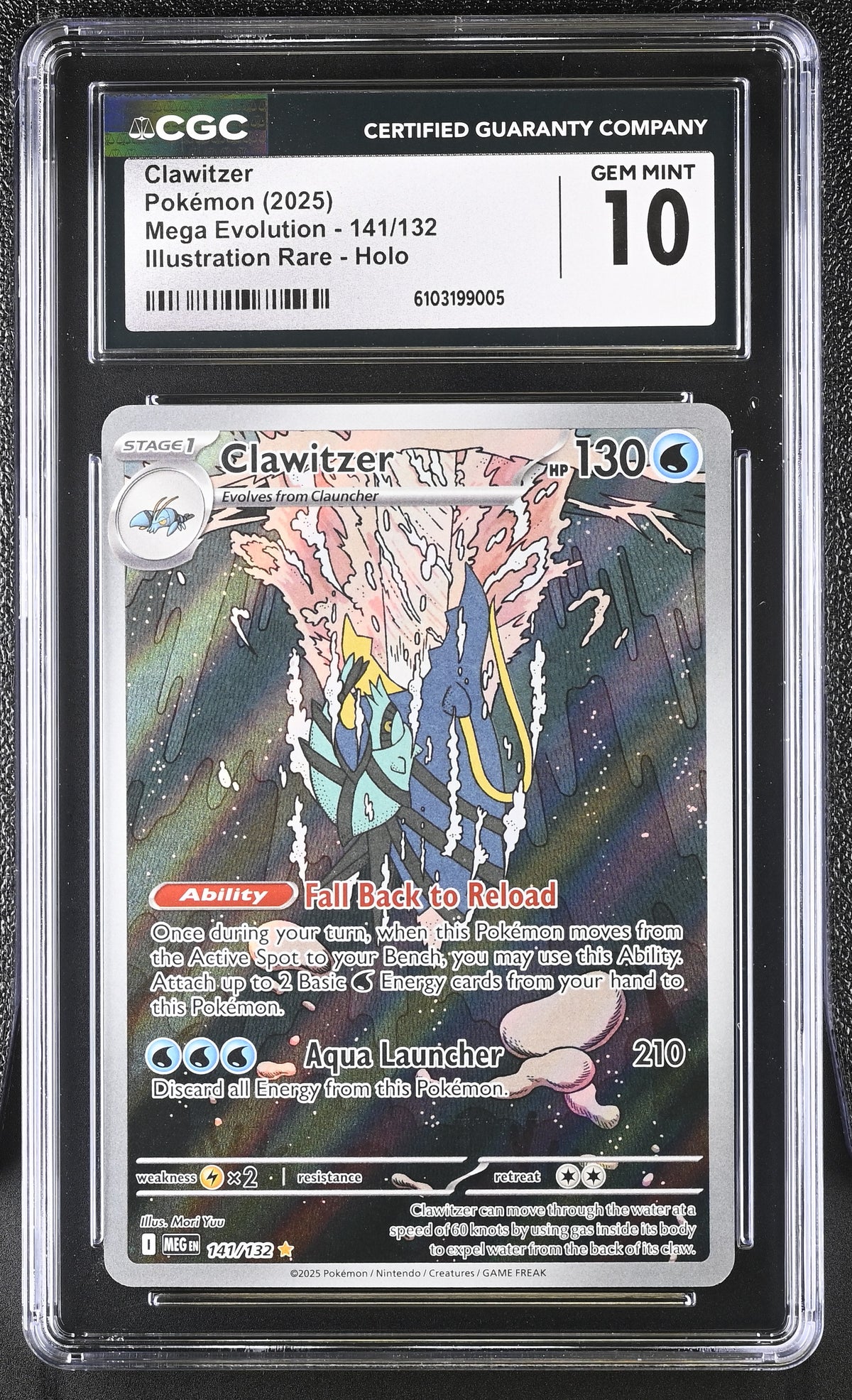 2025 Clawitzer #141/132 CGC Gem Mint 10 (front)