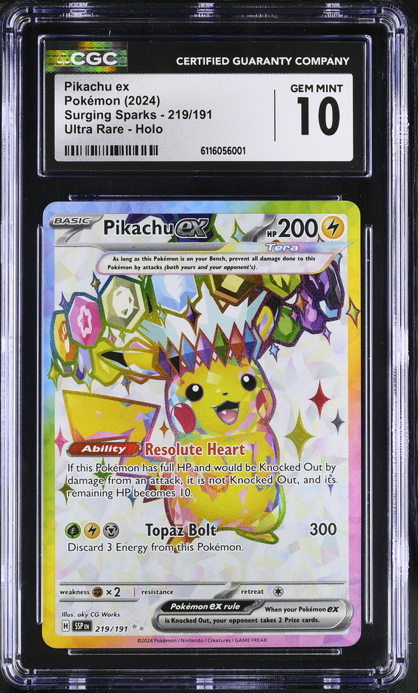 2024 Pikachu ex #219/191 CGC Gem Mint 10 (front)