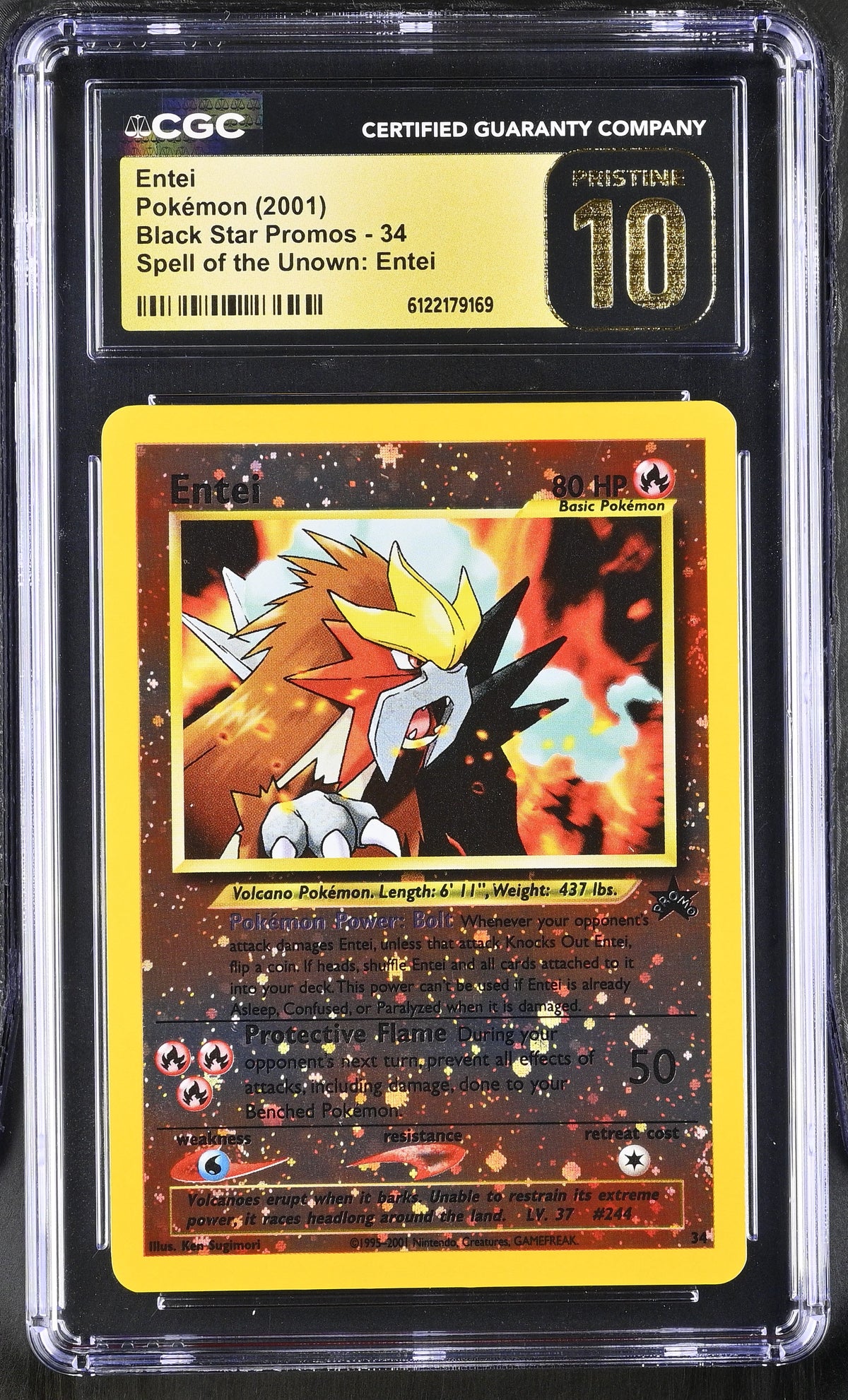 2001 Entei #34 Spell Of The Unown: Entei CGC Pristine 10 (front)