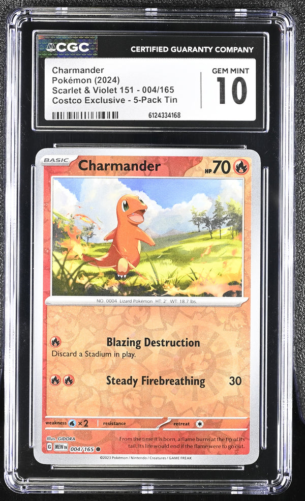 2024 Charmander #004/165 CGC Gem Mint 10 (front)