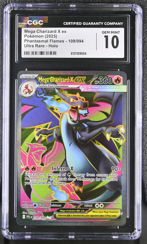 2025 Mega Charizard X ex #109/094 CGC Gem Mint 10 (front)