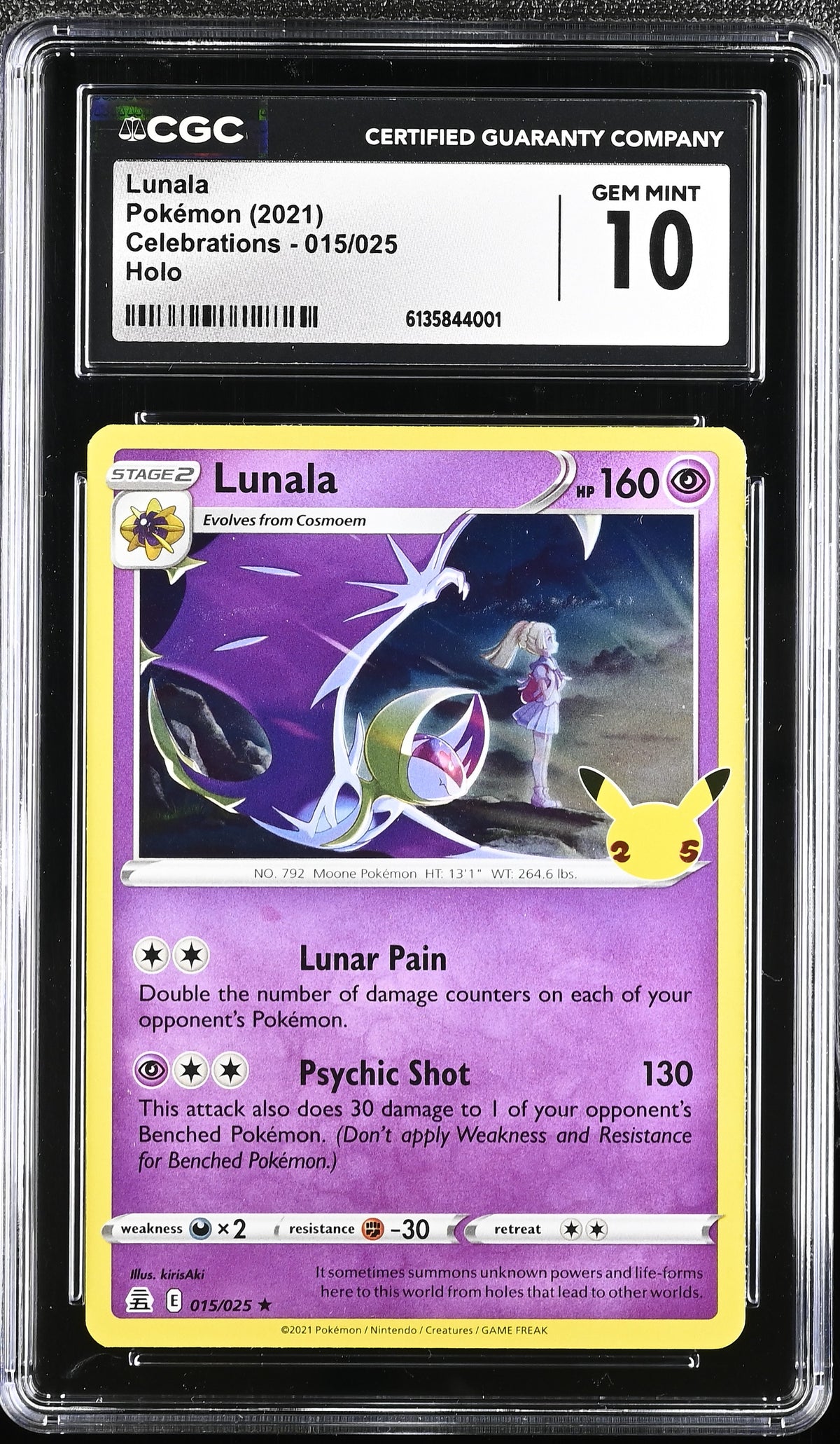 2021 Lunala #015/025 CGC Gem Mint 10 (front)